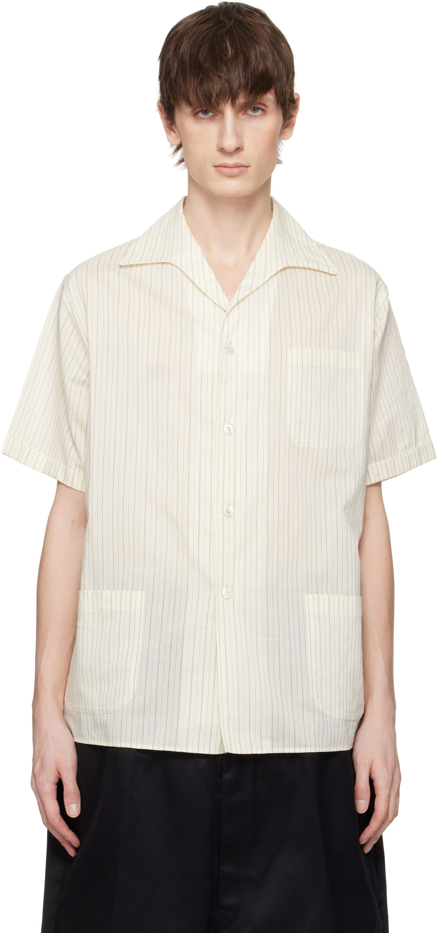 Košeľa Maison Margiela Maison Margiela Pinstriped Camp Collar Shirt Béžová | S50DR0009 M35276, 0