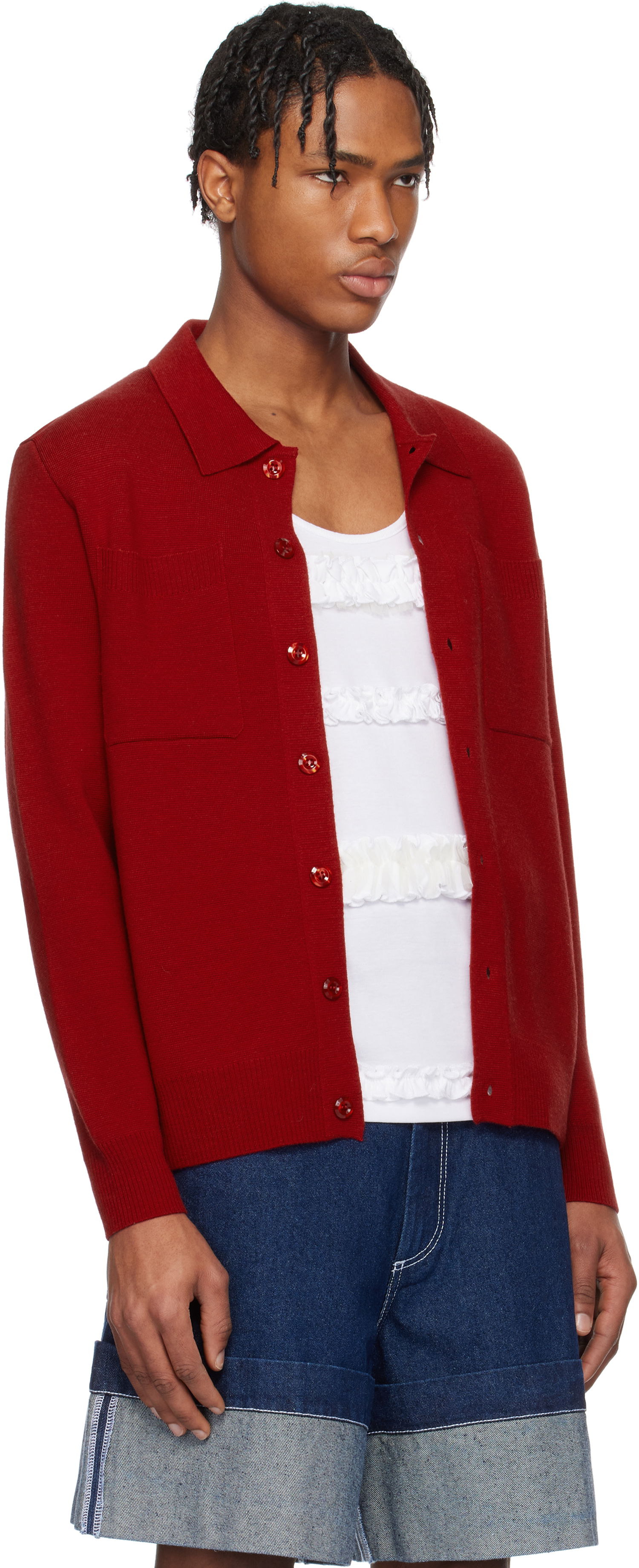 Sveter Simone Rocha Simone Rocha Knit Workwear Cardigan Červená | VMK11 0646, 1
