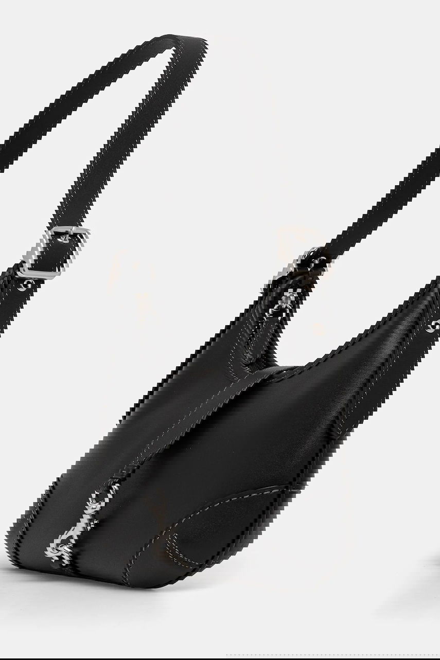 Taška cez rameno Coach Hamptons Leather Buckle Shoulder Bag Čierna | CW642, 1