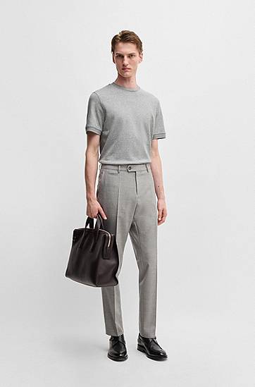 Tričko BOSS Cotton-Cashmere Blend T-Shirt with Anti-Bacterial Finish Šedá | 50531270, 1