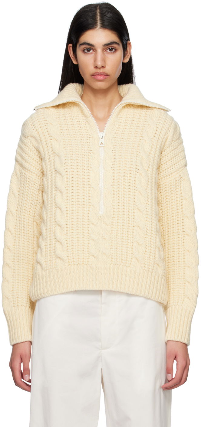 Sveter Bottega Veneta Half Zip Sweater Béžová | 733413 V2MG0, 0