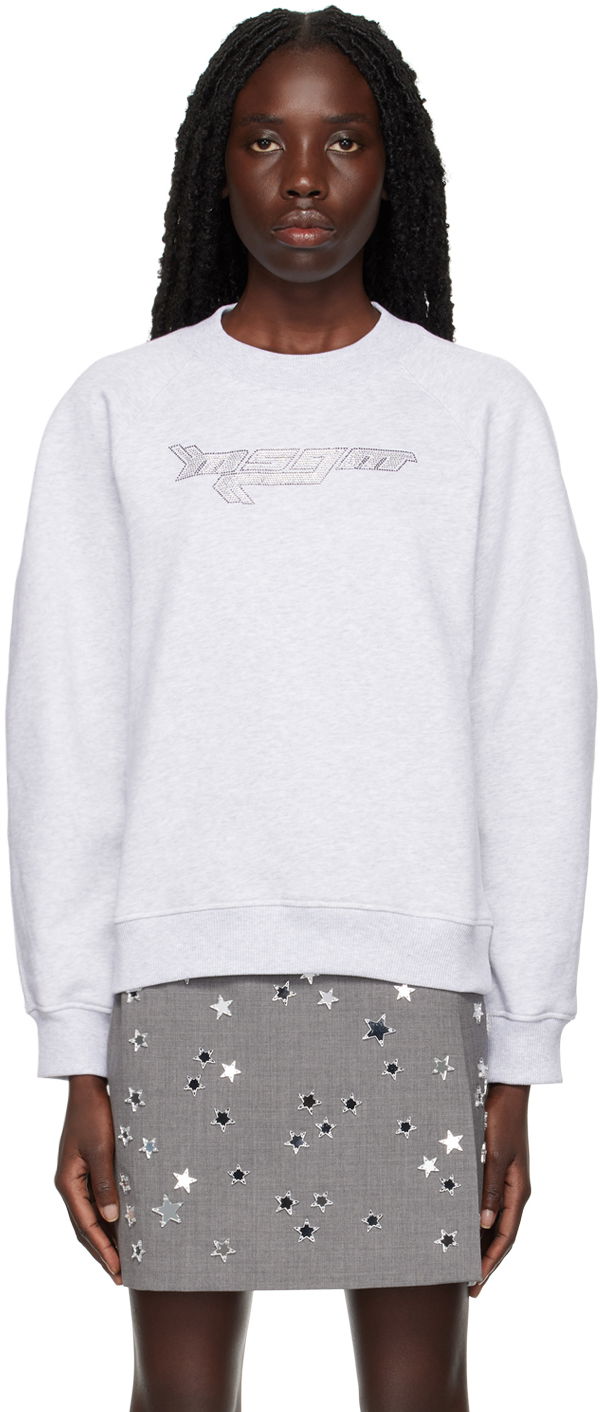Mikina MSGM Crystal-Cut Graphic Sweatshirt Šedá | 3342MDM177 227997, 0