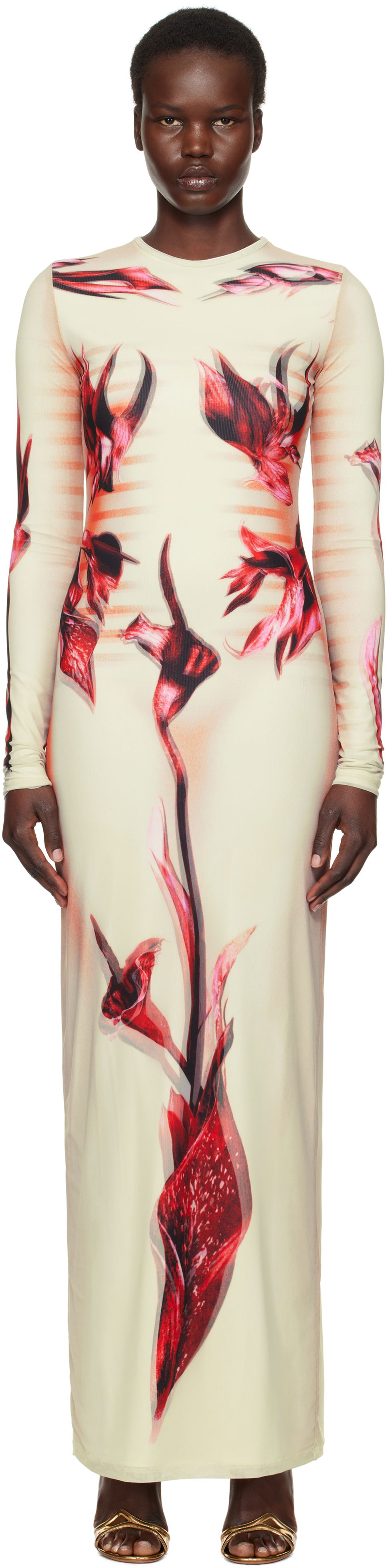 Šaty Jean Paul Gaultier Jean Paul Gaultier 'The Flower Body Morphing Marinière' Maxi Dress Béžová | 25/33-F-RO371-T581-422030, 0