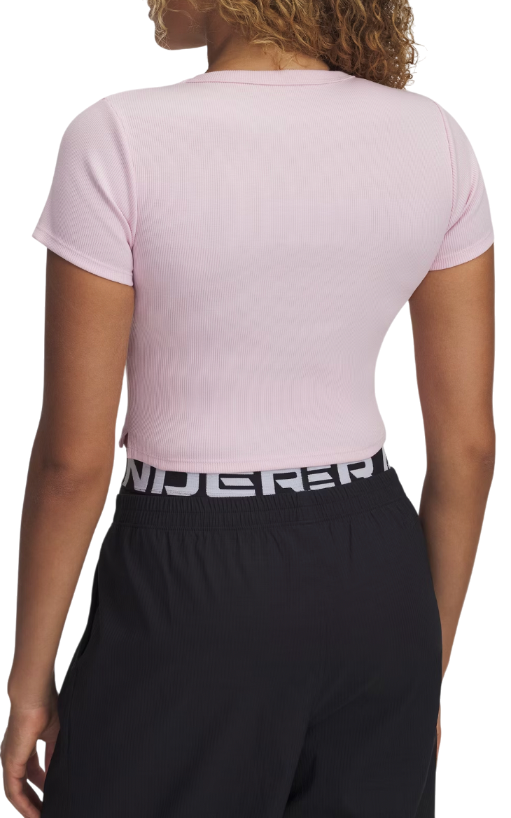 Crop Top Under Armour Under Armour UA Rival Rib Cropped T-Shirt Ružová | 6000264-647, 1