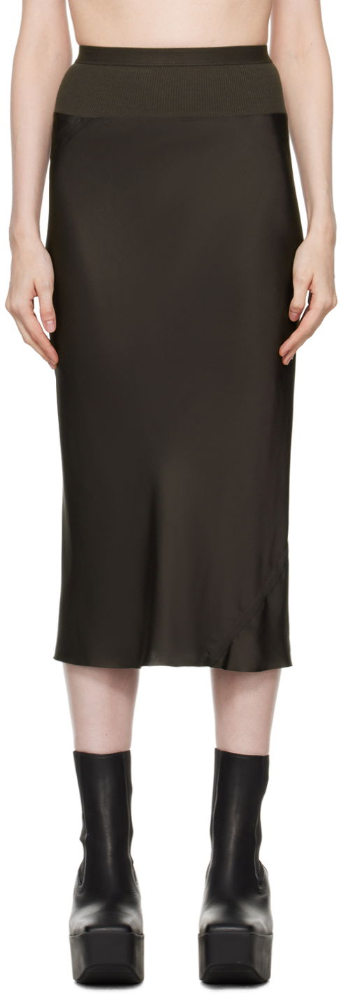 Gray Porterville Knee Bias Midi Skirt