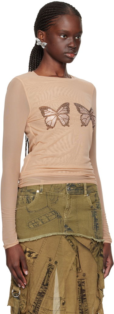 Tielko Blumarine Graphic Long Sleeve T-Shirt Béžová | P422T056A, 1