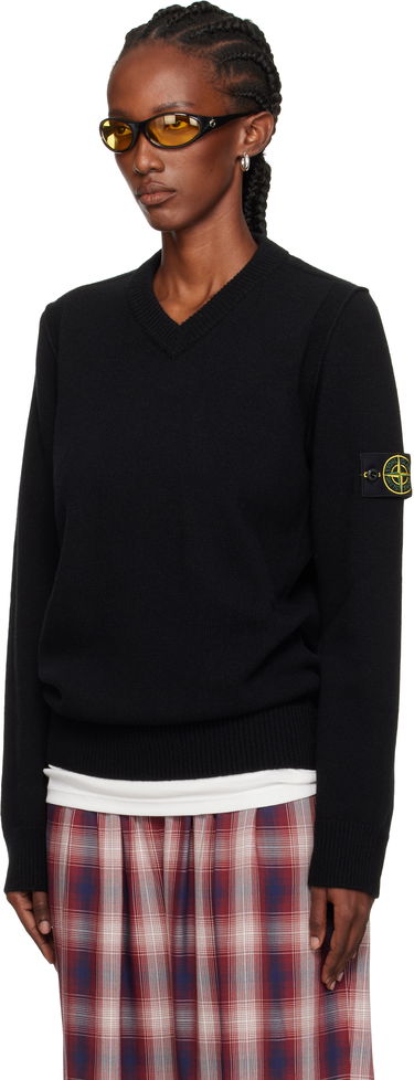 Sveter Stone Island Stone Island Lambswool V-Neck Sweater Čierna | K2S15 5100033 S00A3, 3