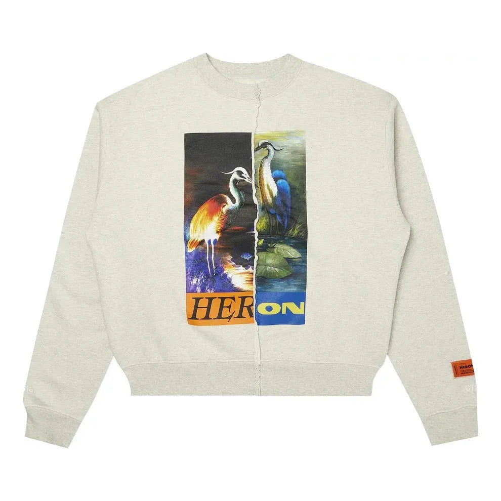 Sveter HERON PRESTON Heron Preston Split Herons Crewneck Sweatshirt Šedá | HMBA018F21JER0010822, 0