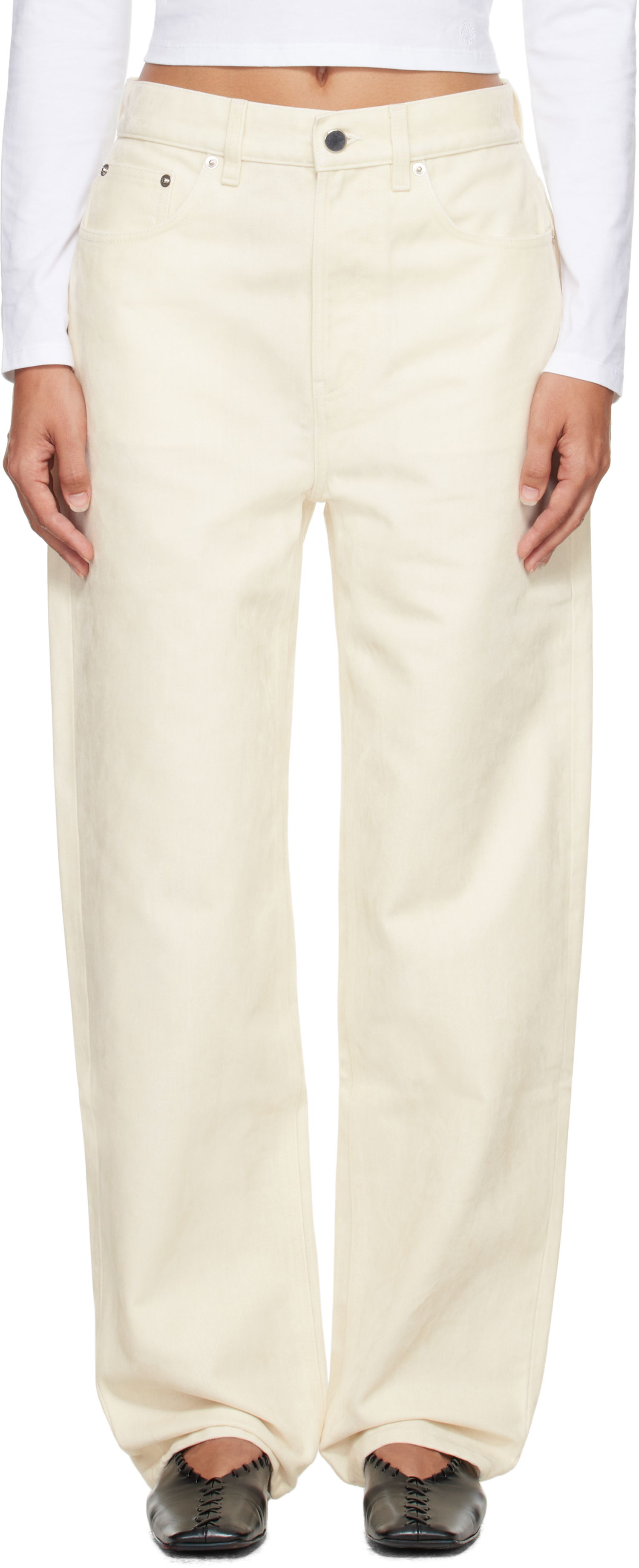 Džínsy Loulou de Saison Loulou de Saison Asmar Velvet Jeans Biela | ASMAR, 0
