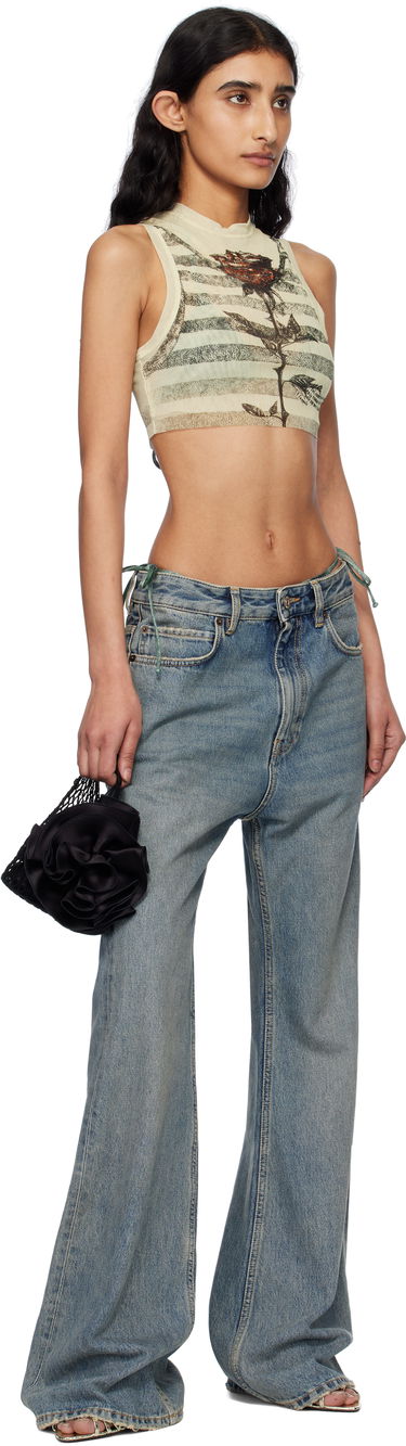Crop Top Jean Paul Gaultier Jean Paul Gaultier 'The Tattoo Marinière' Striped Rose Print Sleeveless Crop Top Béžová | 25/34-F-TO275-T585-030030, 3