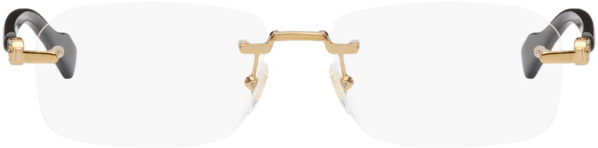 Slnečné okuliare Gucci Gold & Black Rectangular Glasses Metalická | GG1221O-001, 0