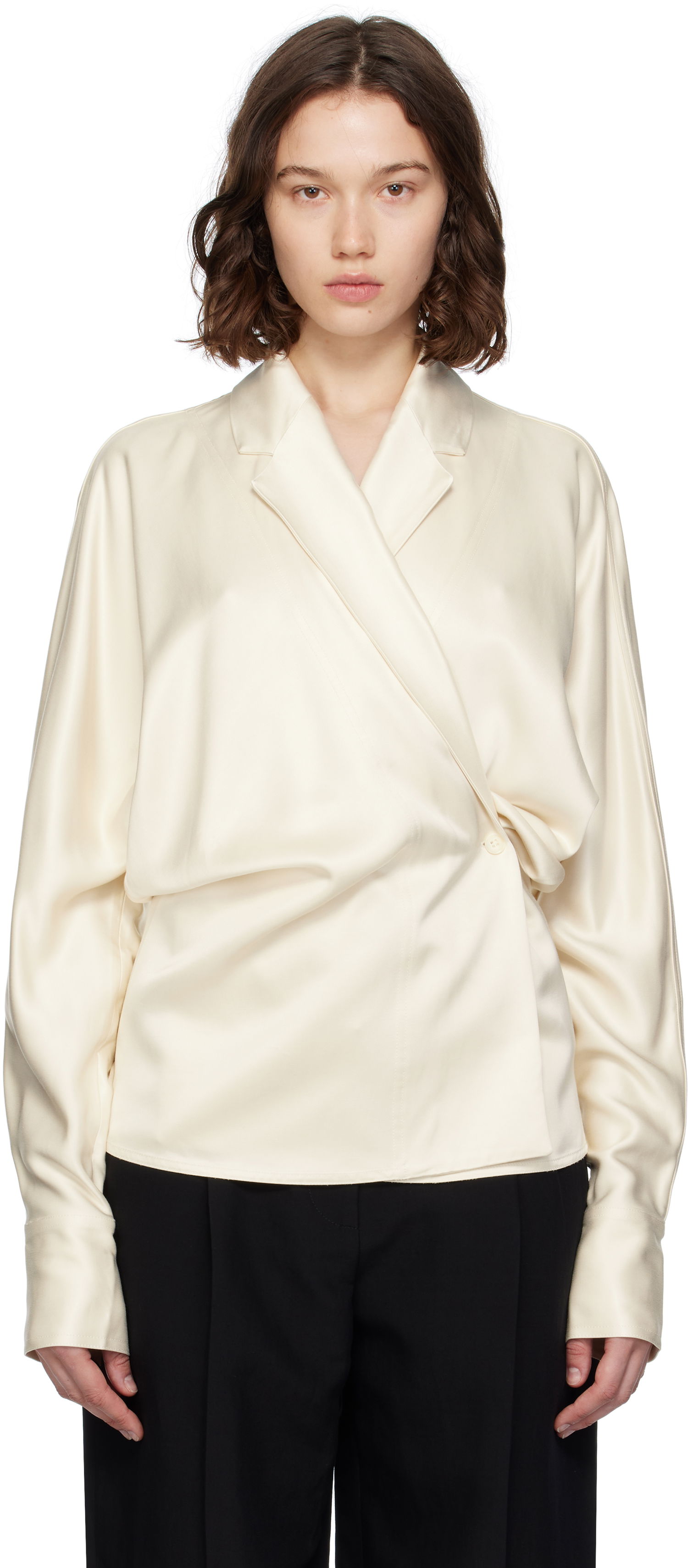 Košeľa TOTEME TOTEME Wrap Satin Blouse Béžová | 253-WRT0543-FB0382, 0