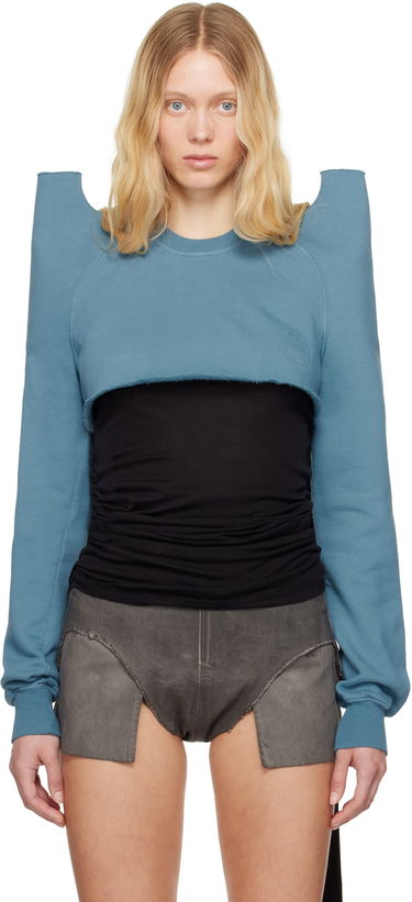 Sveter Rick Owens Rick Owens DRKSHDW Hollywood Cropped Sweatshirt Modrá | DS01E3213 F, 0