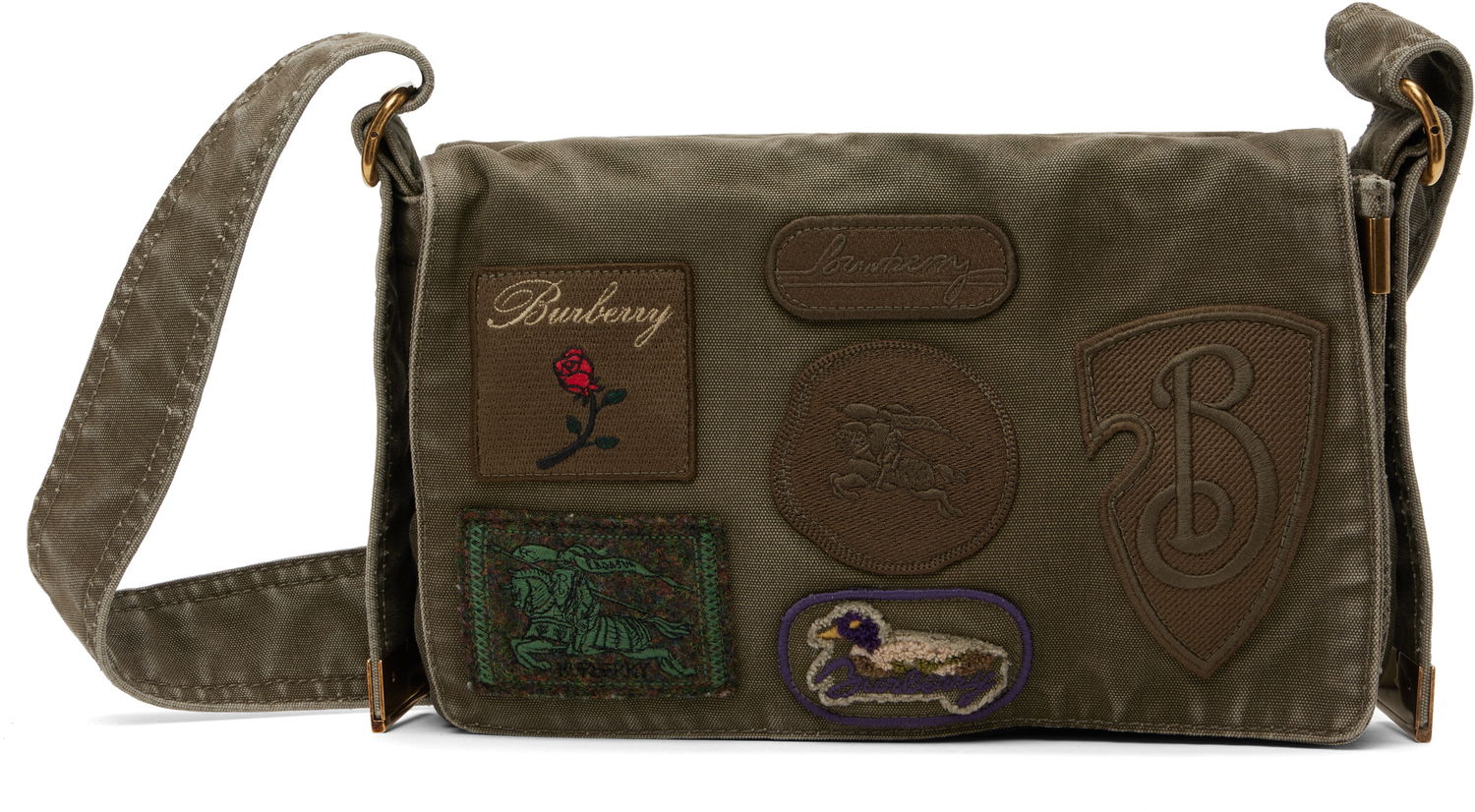 Taška cez rameno Burberry Burberry Patchwork Messenger Bag Zelené | 8101829, 0