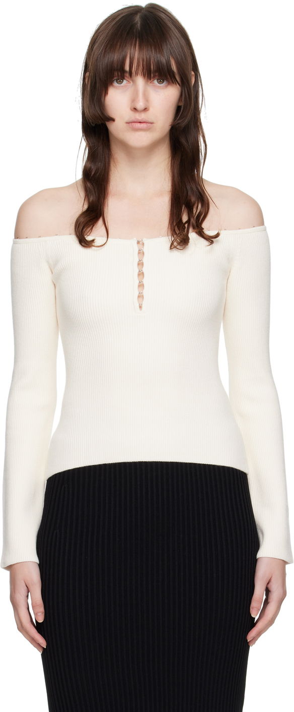 Helmut Lang Off-The-Shoulder Long Sleeve Top