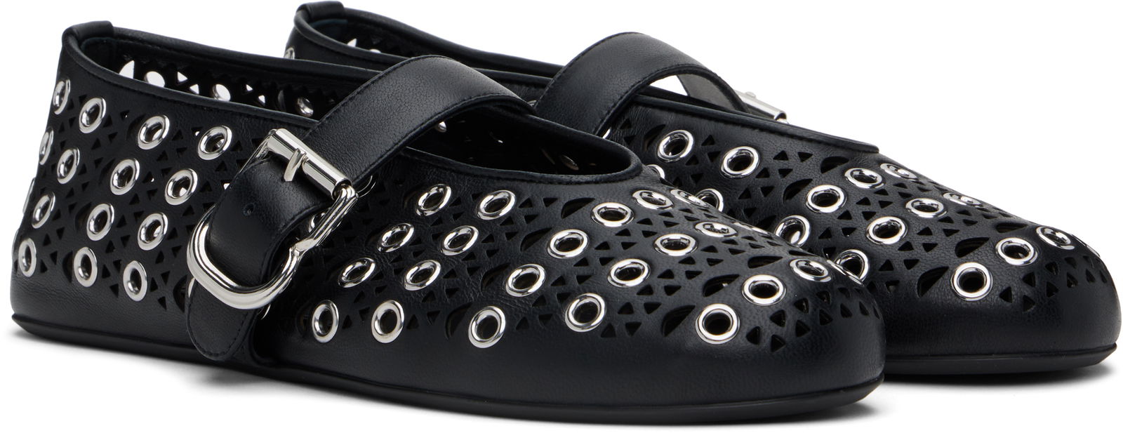ALAÏA Vienne Lambskin Eyelets Ballerina Flats