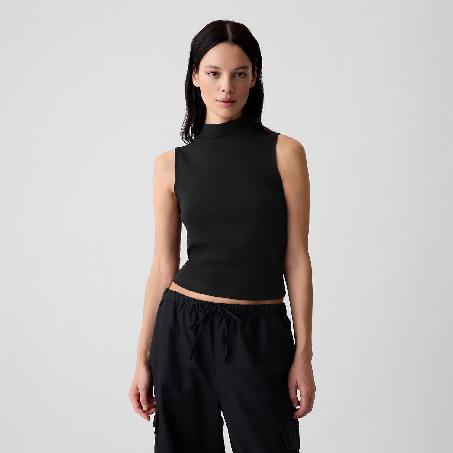 Oblečenie a doplnky GAP Sleeveless Modal Mock Neck Black XXS Čierna | 583620-00, 0
