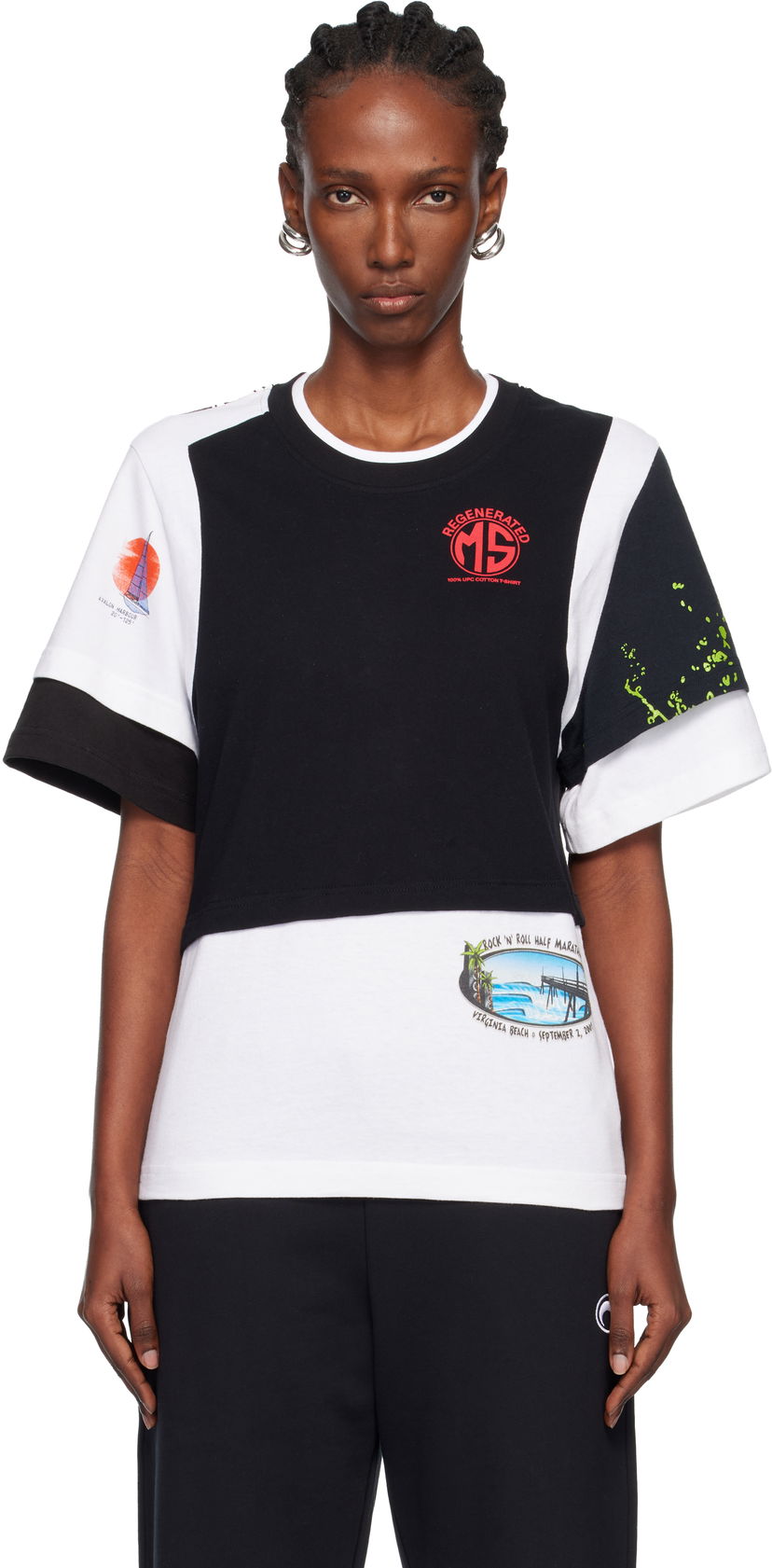 Tričko Marine Serre Regenerated Graphic Jersey Layered T-shirt Rôznofarebný | MTT096AUJER0003