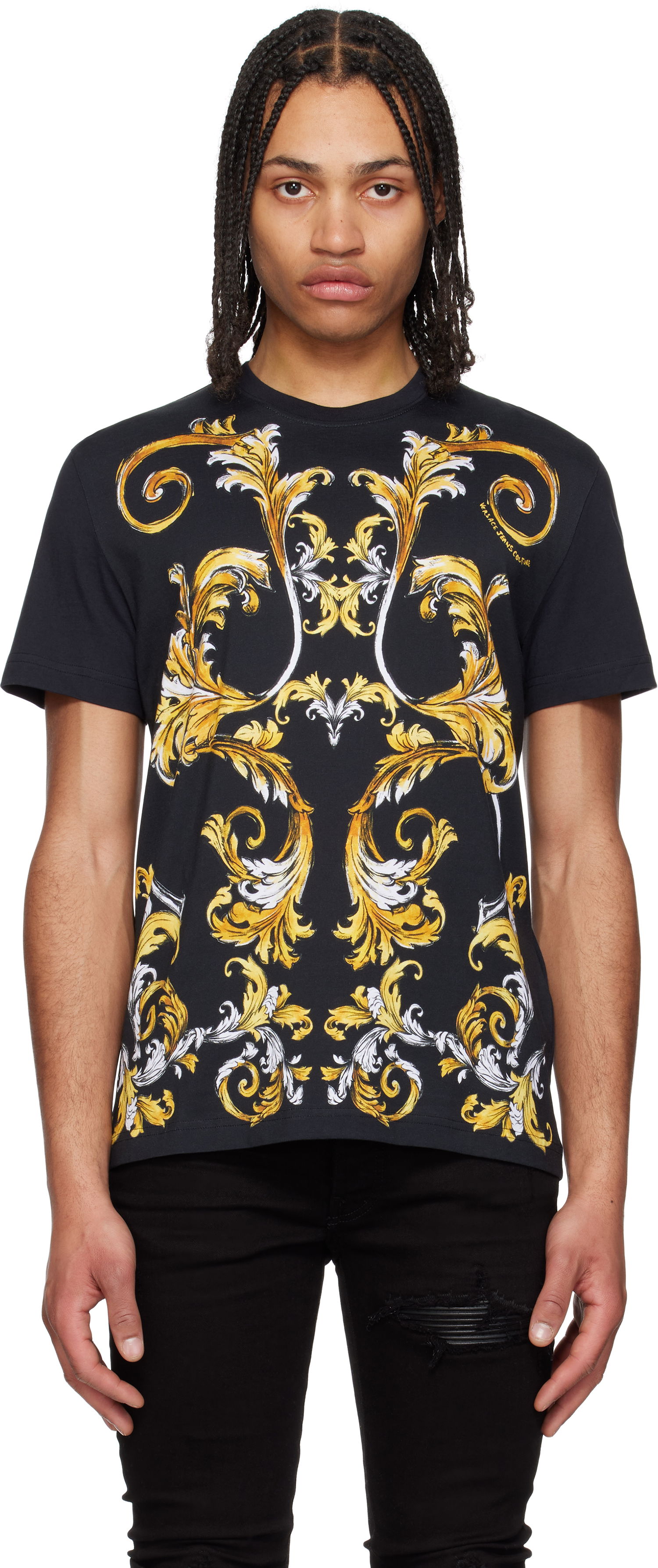 Tričko Versace Versace Jeans Couture Barocco Outline T-Shirt Čierna | E78GAH6SB_EJS461, 0
