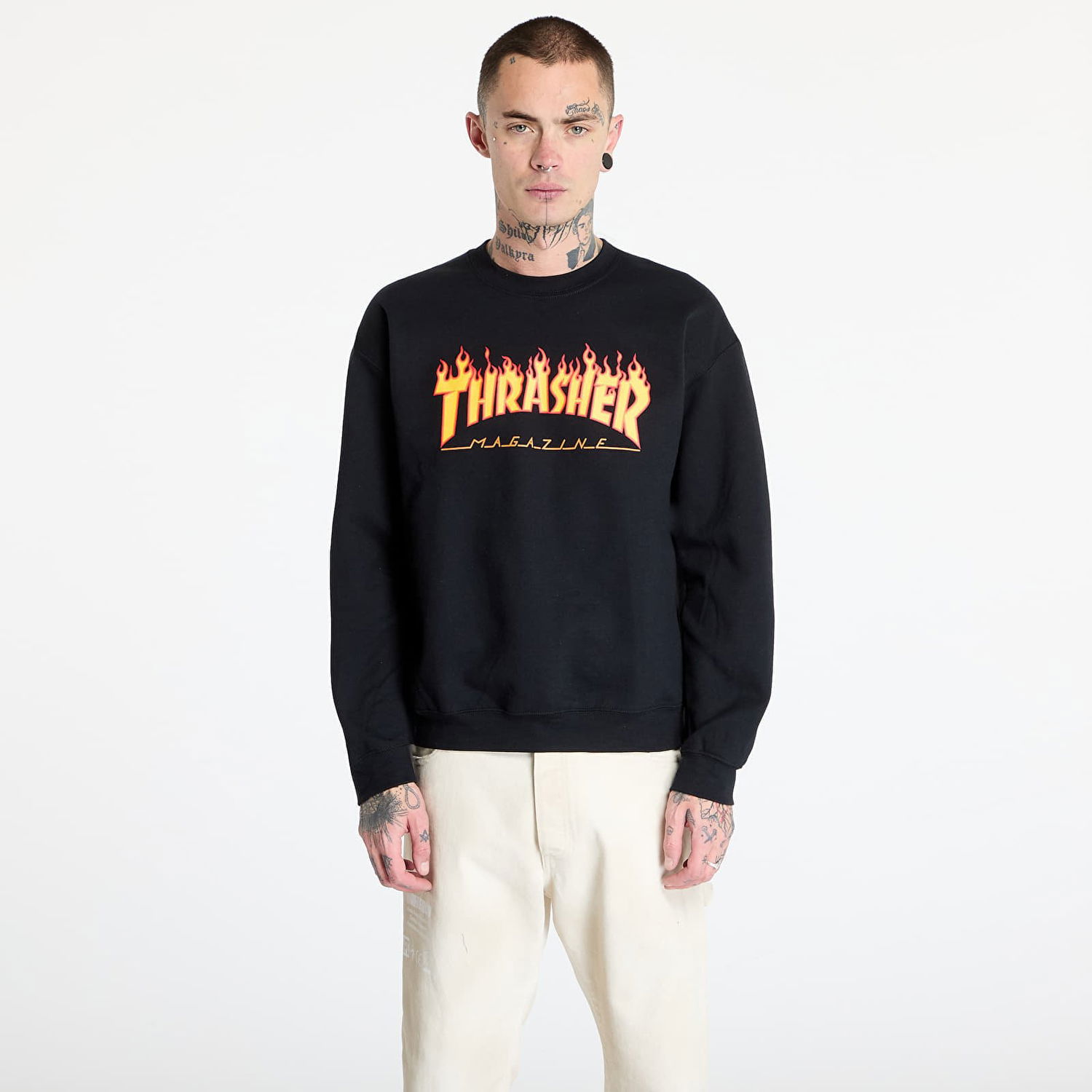 Mikina Thrasher Flame Crewneck Sweatshirt Čierna | 145494, 0