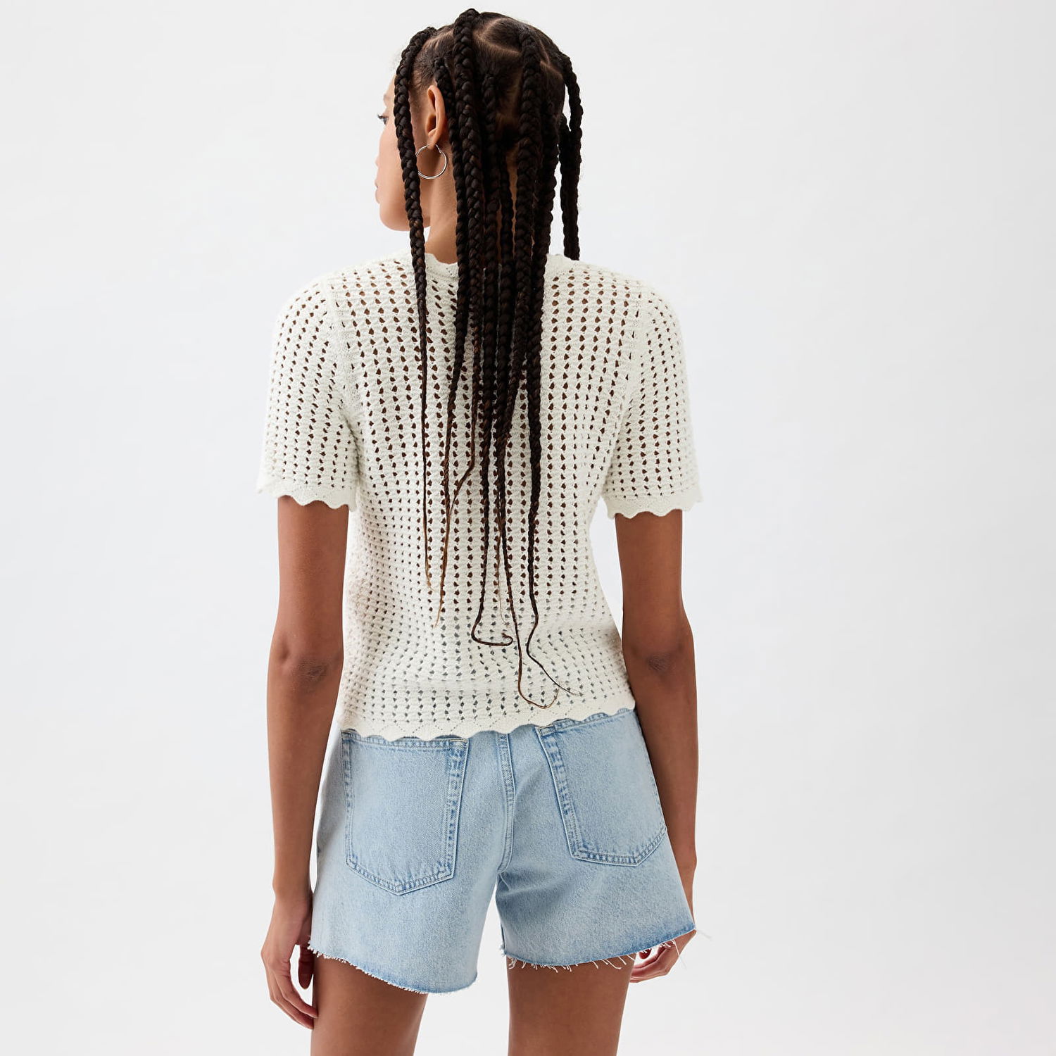 Tričko GAP Shortsleeve Crochet Tee New Off White Biela | 864914-02, 1