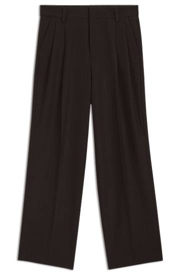 Nohavice BOSS Modern-Fit Herringbone Stretch Dobby Trousers Čierna | 50544666