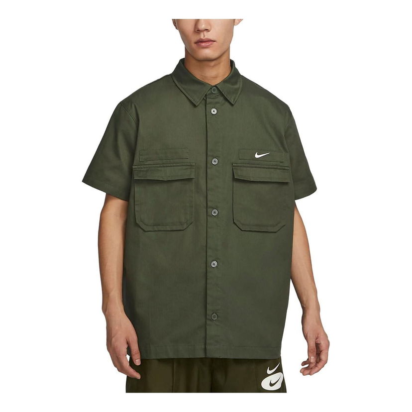 Košeľa Nike Woven Military Short-Sleeve Button-Down Shirt Zelené | DX3341-325