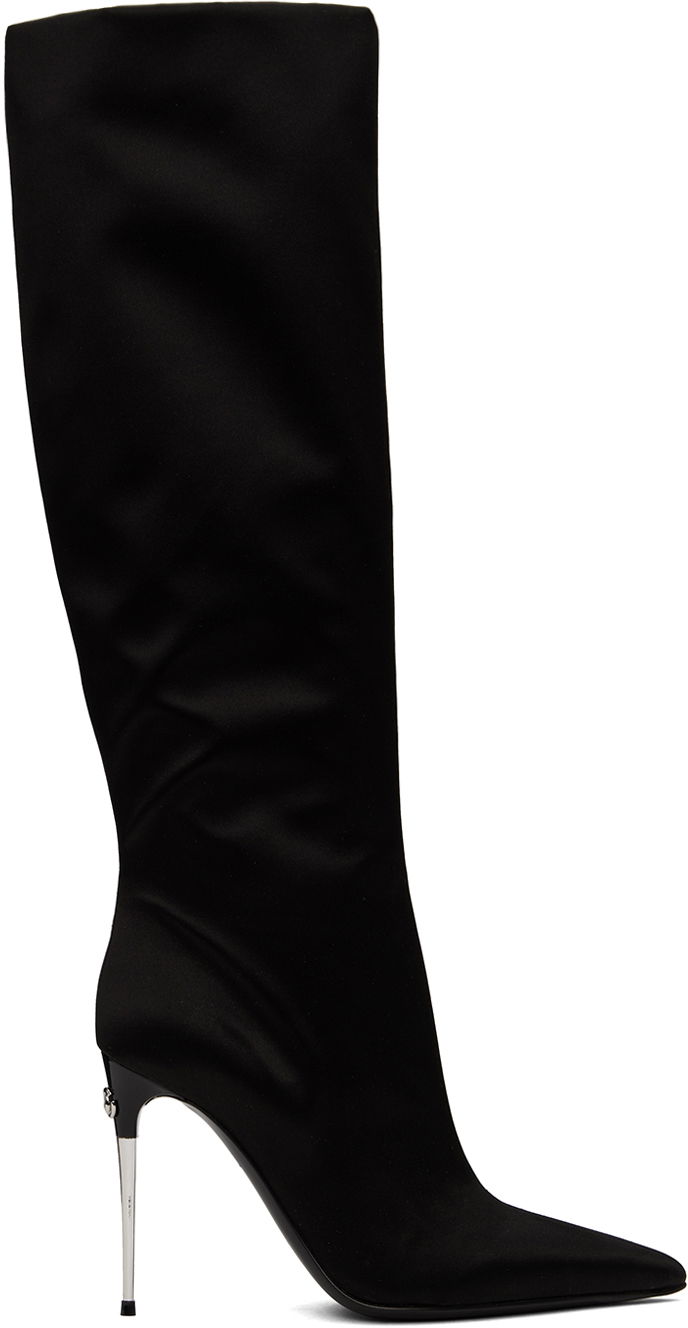 Tenisky a topánky Dolce & Gabbana Tall Satin Boots Čierna | CU1126 A7630, 0