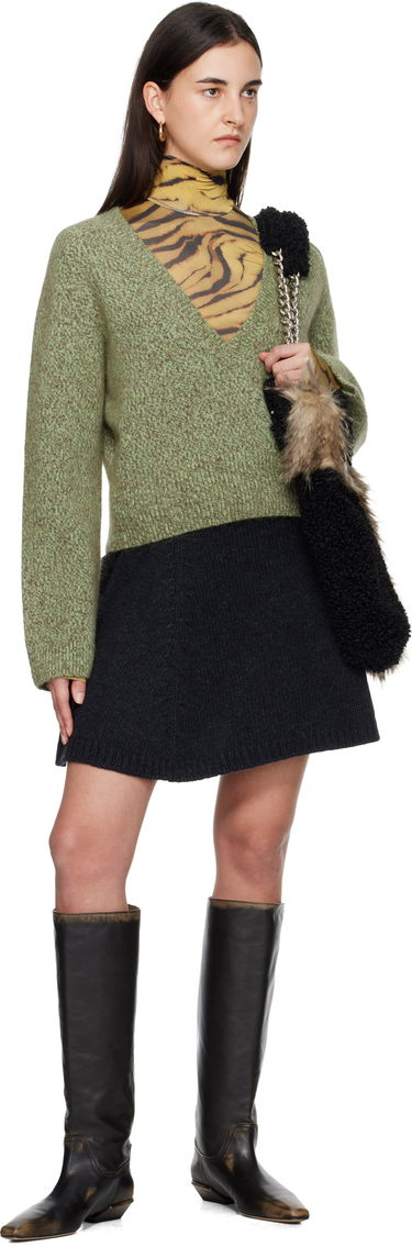Sukňa GANNI Flared Knitted Wool Miniskirt Šedá | K2582, 3