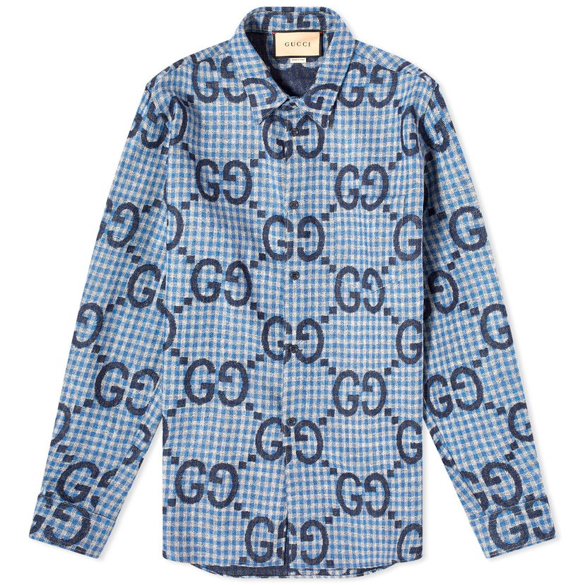 Košeľa Gucci Jumbo GG Check Shirt Modrá | 770438-ZAOBM-4061