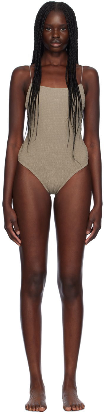 Plavky TOTEME TOTEME Women's Smocked One-Piece Swimsuit Zelené | 241-WSW1080-FB0130, 0