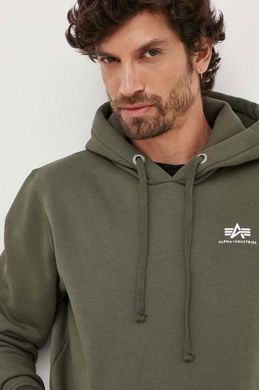 Mikina Alpha Industries Basic Small Logo Hoodie Zelené | 196318.142, 0