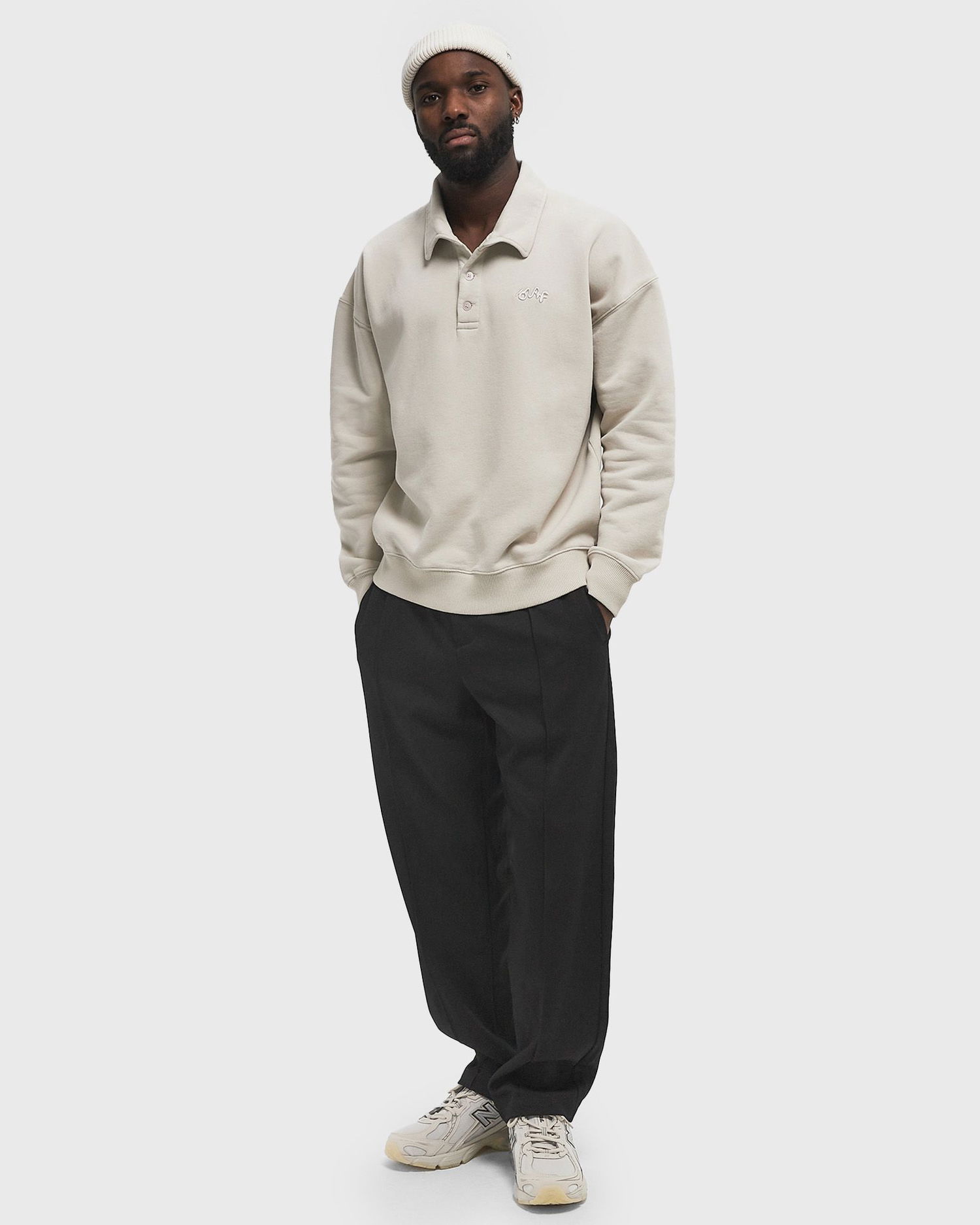 Sveter ØLÅF Olaf Signature Polo Sweatshirt Béžová | M200213-CEMENT, 1