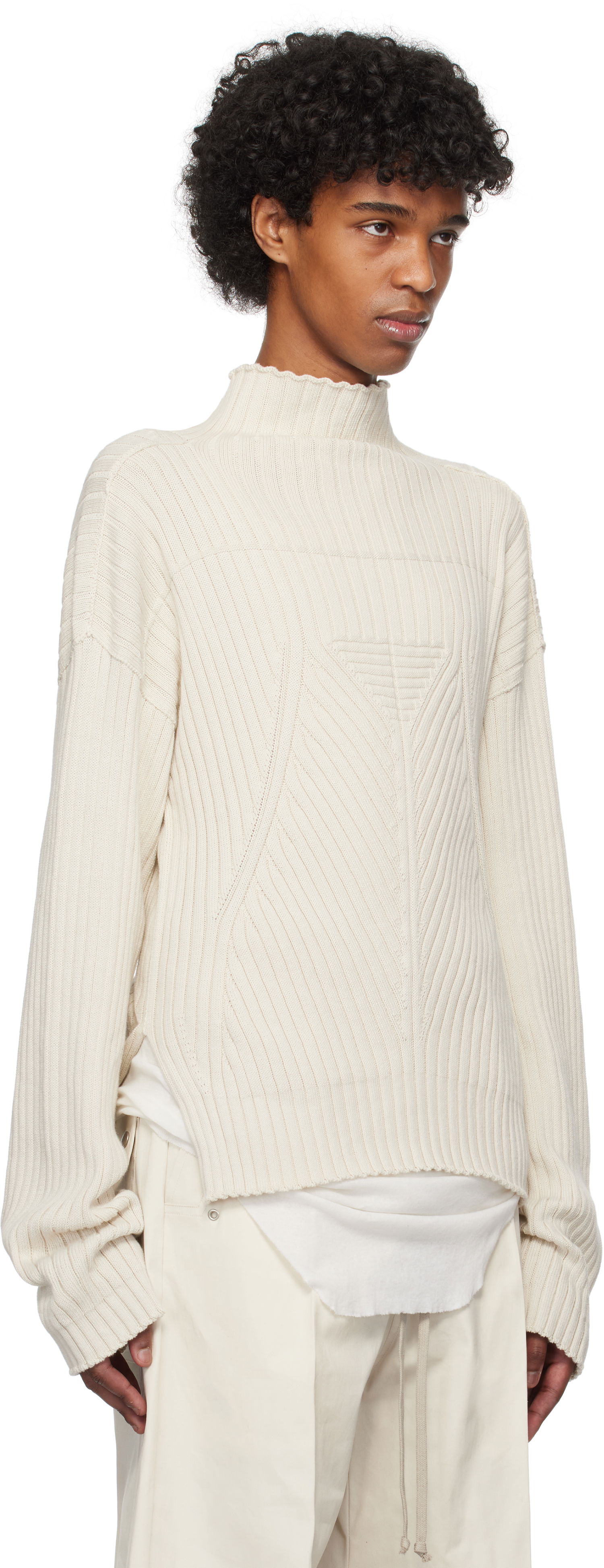 Sveter Rick Owens Rick Owens Hollywood Tabard Sweater Béžová | RU01E5663 KEC, 1
