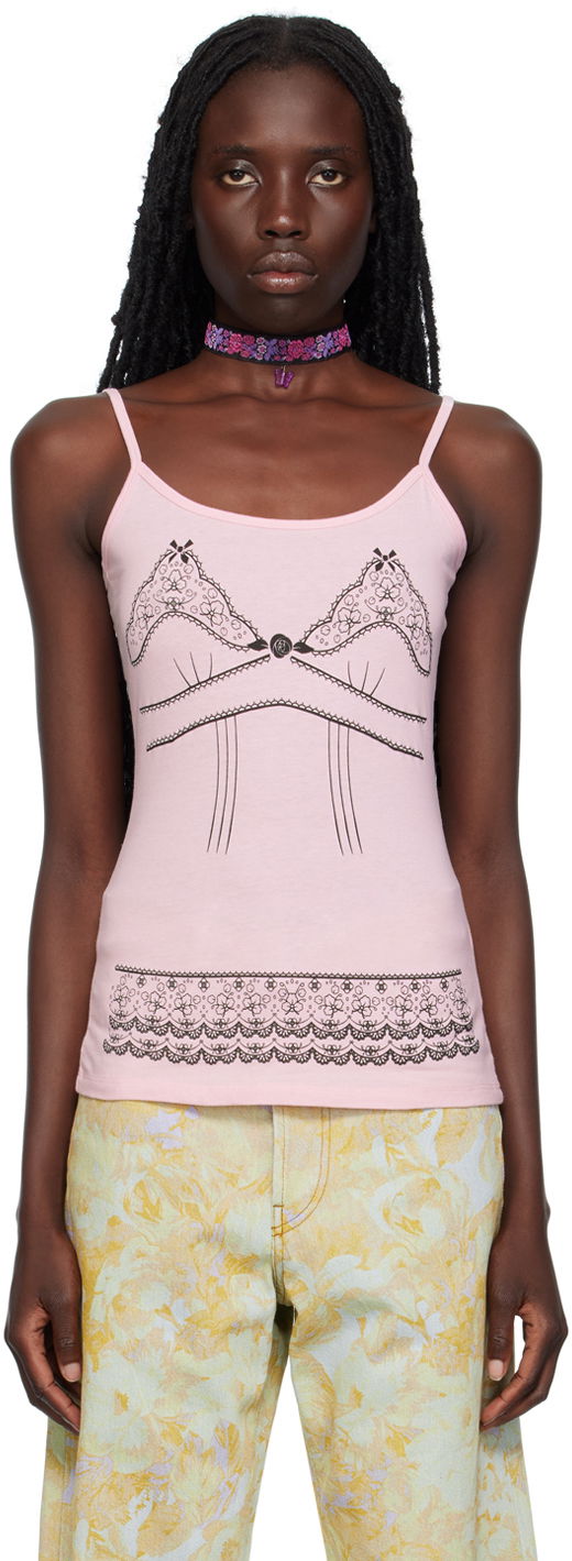 Tielko Anna Sui Anna Sui Lace-Print Tank Top Ružová | T623C20, 0