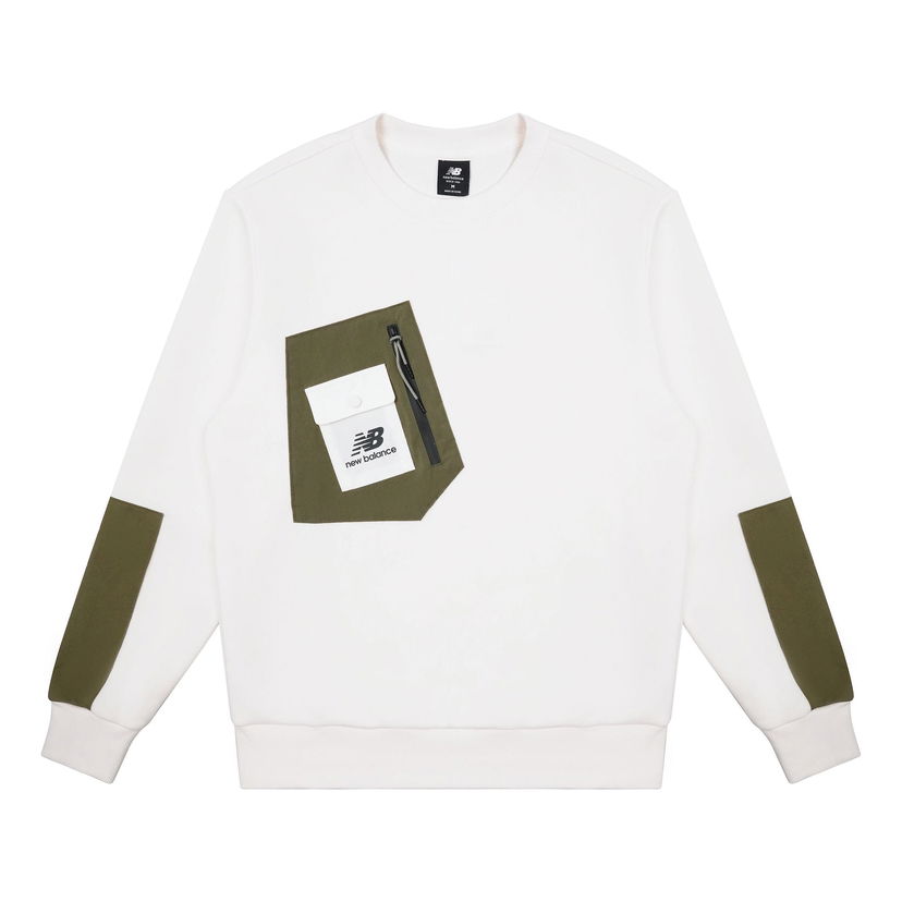 Mikina New Balance Pocket Splicing Knit Pullover Biela | AMT13378-IV