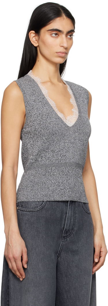 Sveter JW Anderson JW Anderson V-Neck Lace Trim Vest Šedá | KW1357-YN0324, 1