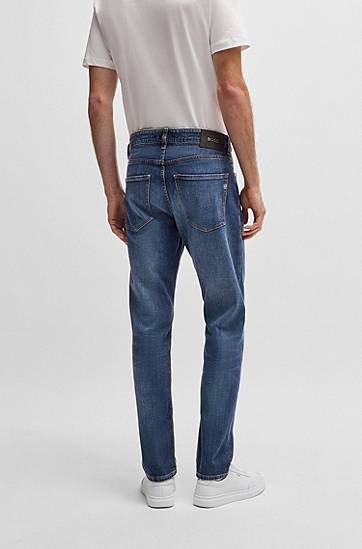 Džínsy BOSS Delaware Slim-Fit Comfort-Stretch Jeans Modrá | 50537390, 1
