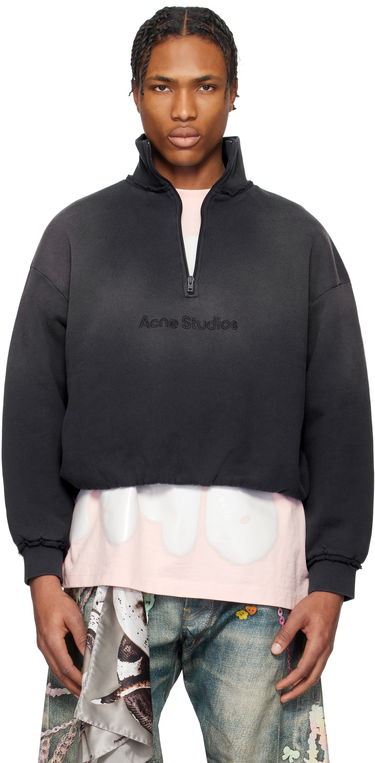 Mikina Acne Studios Acne Studios Cropped Half-Zip Sweatshirt Čierna | AI0161-, 0