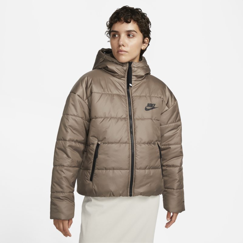 Prešívaná bunda Nike Sportswear Therma-FIT Repel Women's Synthetic-Fill Hooded Jacket Hnedá | DX1797-040, 0