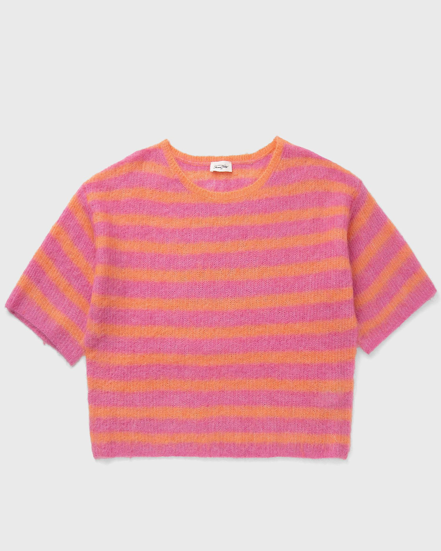Sveter American Vintage American Vintage Nenybay Striped Cropped Sweater Ružová | NEN18BE25-ORANGE-FLUO-RAYE-HIBISCUS, 0