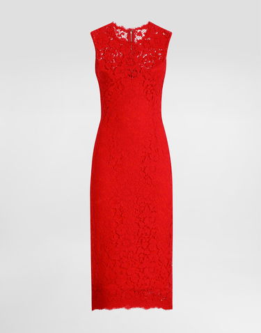 Šaty Dolce & Gabbana Dolce & Gabbana Floral Cordonetto Lace Sheath Dress Červená | F6TJTTHLMIIR0026, 0