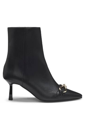 Tenisky a topánky BOSS Faux-leather boots with hardware trim and 7cm heel Čierna | 50552728, 1