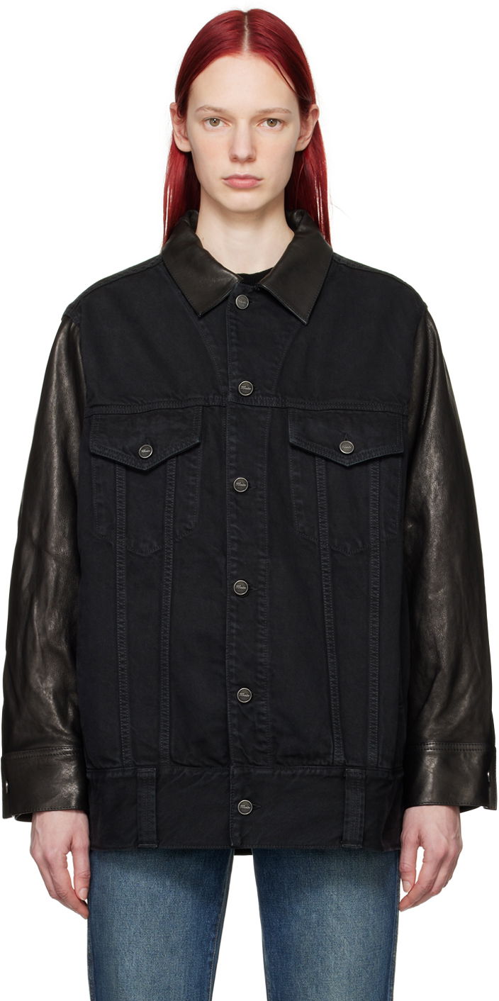 Bunda Khaite Black 'The Grizzo' Denim & Leather Jacket Čierna | 1136913091, 0