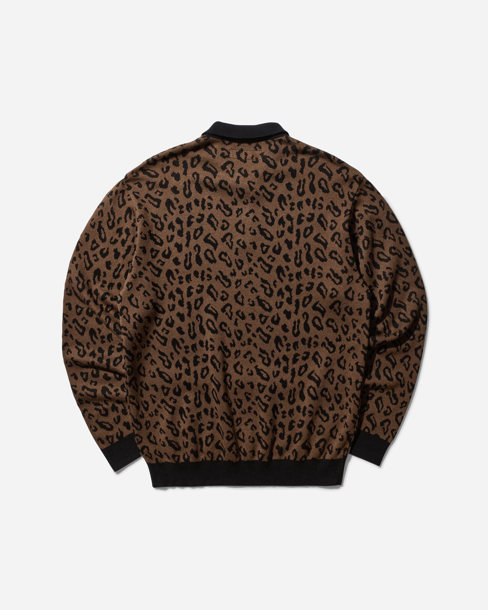 Leopard Knit Polo Sweater