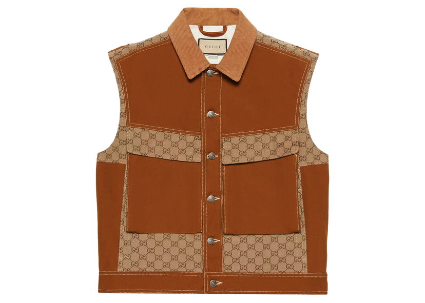 Vesta Gucci Cotton Canvas GG Supreme Gilet Brown Hnedá | 729908 XDCEY 2002