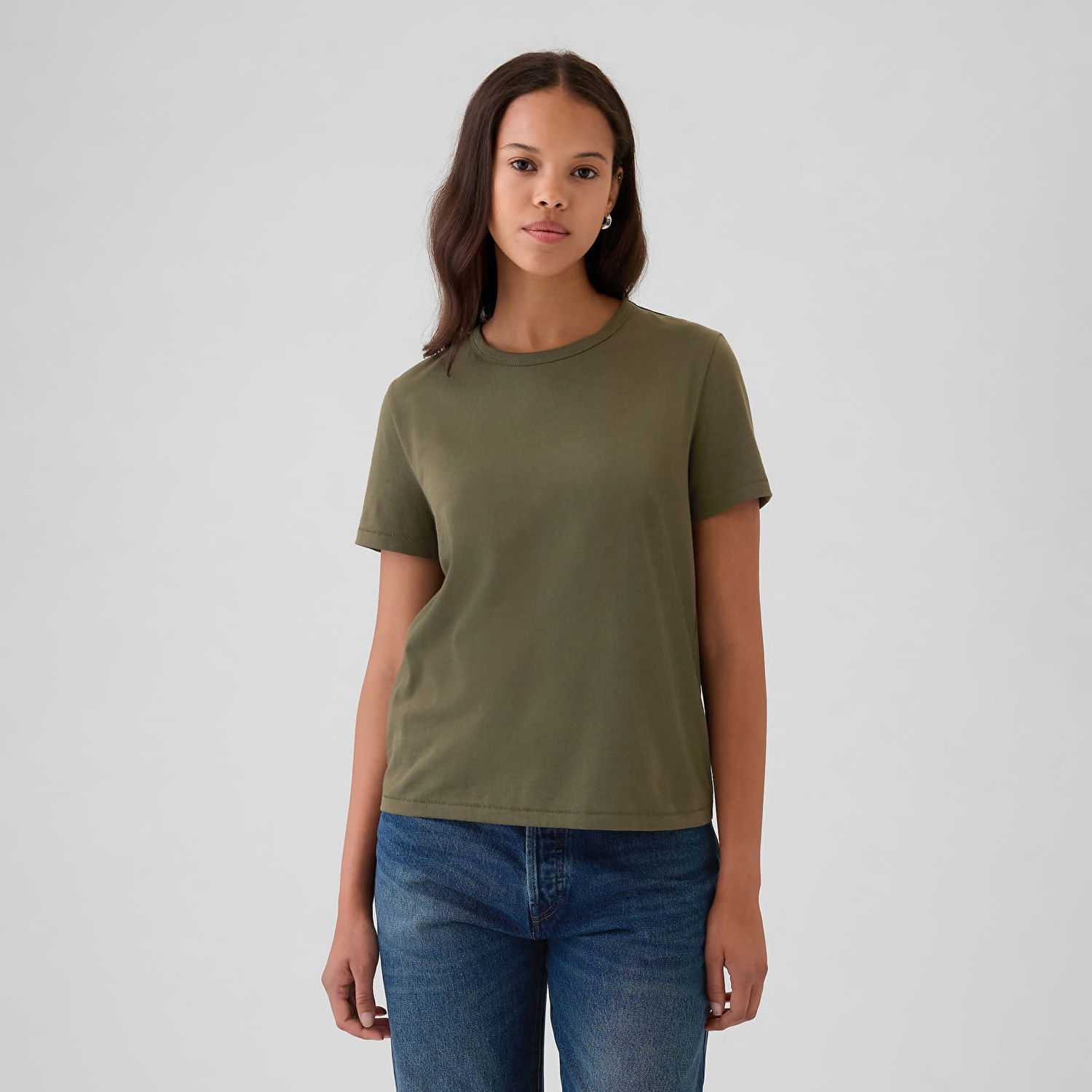Tričko GAP T-shirt Shortsleeve Vneck Olive Night S Zelené | 545906-00, 0