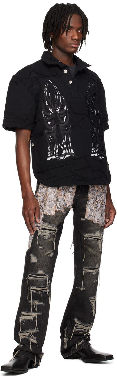 Džínsy Who Decides War Who Decides War Patch Arch Distressed Denim Jeans Čierna | 1120960017SS25, 3