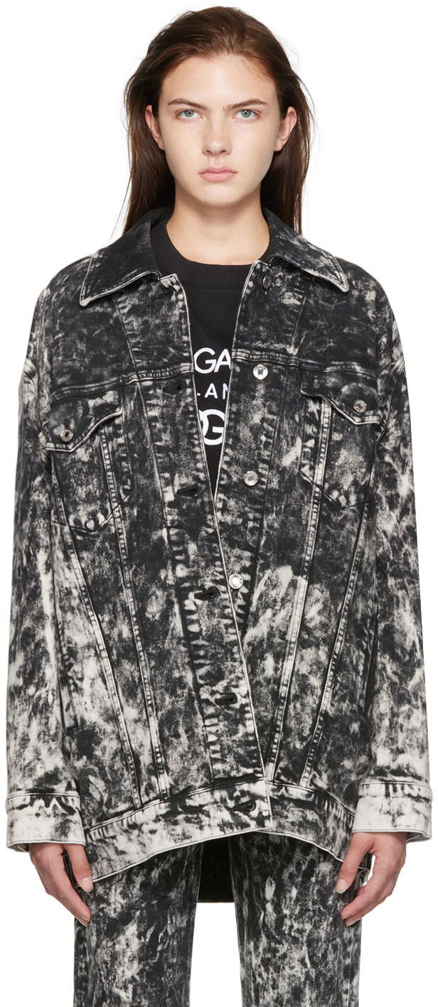 Black & White Marbled Denim Jacket