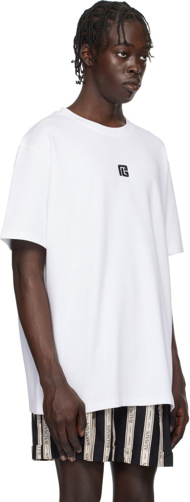 Tričko Balmain 'PB' Embroidered T-Shirt Biela | EH1EG010BC87, 1